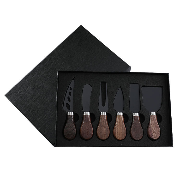 Walnut Wooden Handle Boxed Cheese Knife Set Baking Tools