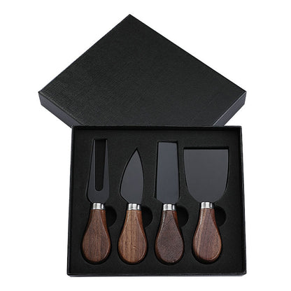 Walnut Wooden Handle Boxed Cheese Knife Set Baking Tools