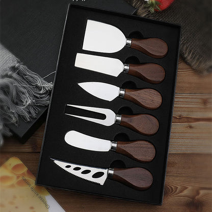 Walnut Wooden Handle Boxed Cheese Knife Set Baking Tools